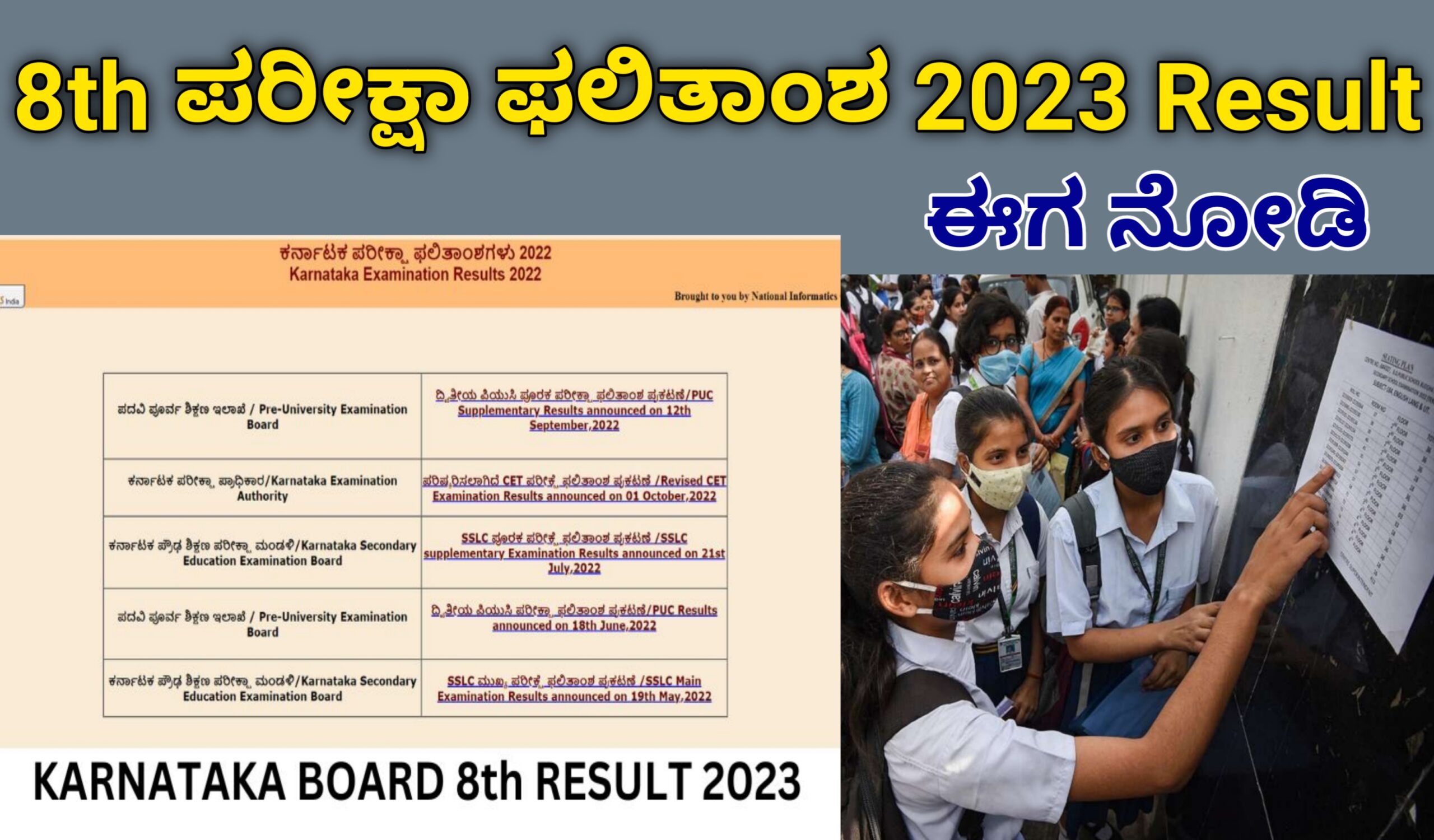 Karnataka 8th Result 2023, 8th ಪರೀಕ್ಷಾ ಫಲಿತಾಂಶ 2023 Result Release Date & Time